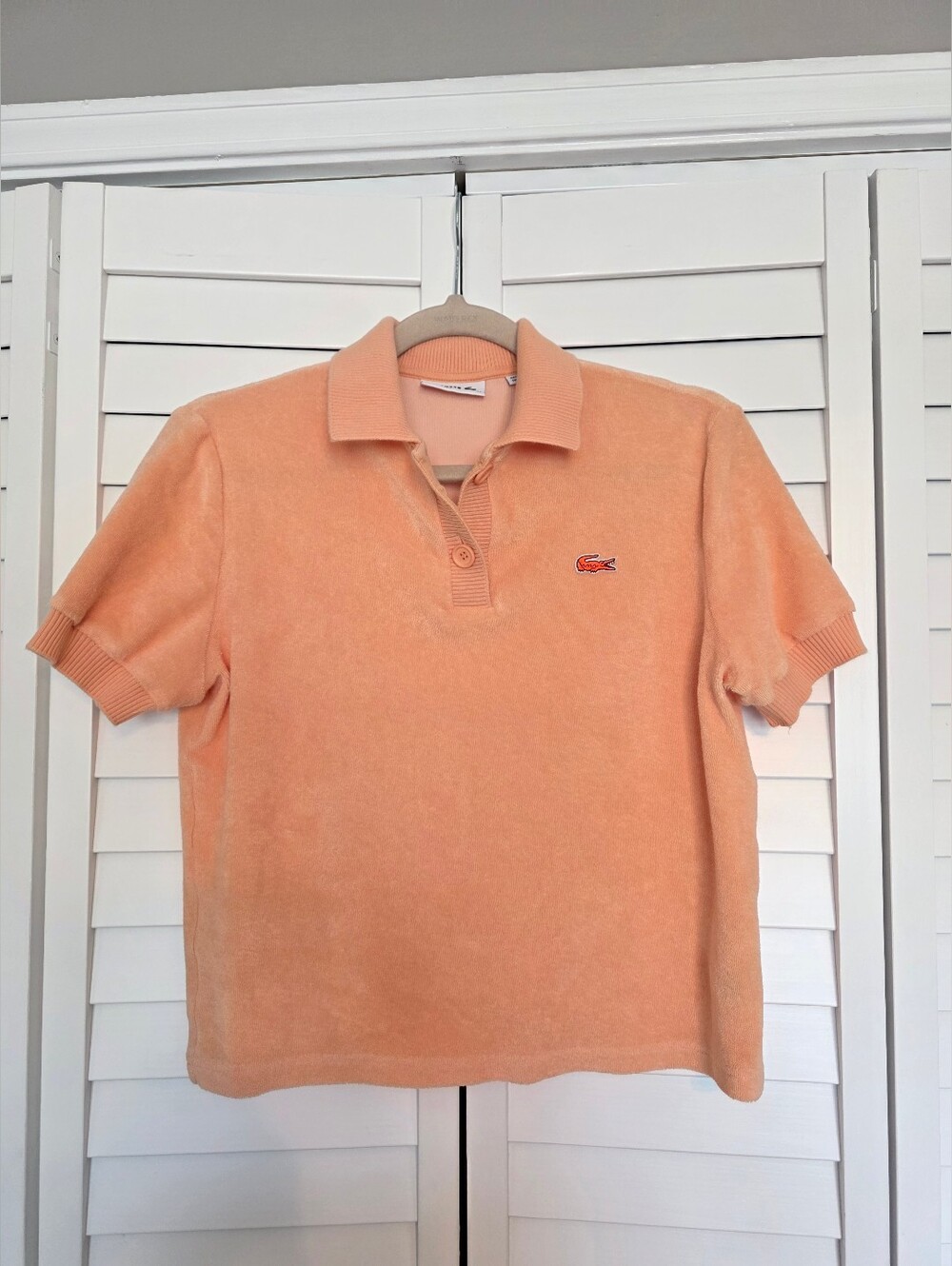 Pre-Owned Lacoste Peach Terry Polo Shirt Short Sleeve